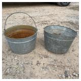 (2) Galvanized Metal Buckets