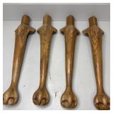 (4) Vintage Carved Oak? Wood Furniture Legs