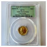 2016-W 10C Mercury Dime SP70 First Strike 100th