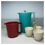 (2) Vintage Tupperware Pitchers & Condiment Trio