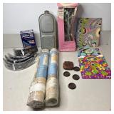 Table Lot- Lisa Frank Folder, Bamboo Blinds,