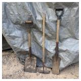 Yard Tools- (2) Shovels, (1) Hoe