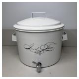 New White Enamelware Beverage Dispenser