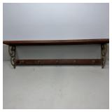 30" Wall-Mounted Wood & Metal Coat Hat Rack with