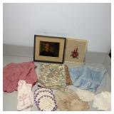 Table Lot- Vintage Crochet Doilies, Aprons,