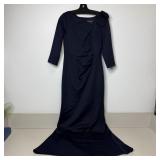 Jessica Howard Navy Blue Long Sleeve Formal Dress