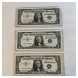 (3) 1957 Star Blue Seal United States $1 Federal