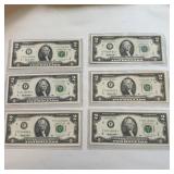 (6) 1995 United States $2 Federal Reserve Notes