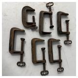 (6) Antique Vintage Skeleton Key C Clamps