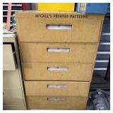 Vintage McCall's Printed Patterns 4-Drawer Cabinet