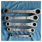 (5) Snap-on Tools Ratcheting Wrenches