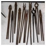 #1 (10) Antique Hand-Forged Blacksmith Tools