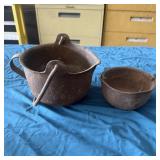 (2) Vintage Cast Iron Smelting/Melting Pots