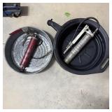 (2) Grease Guns with Oil Pans