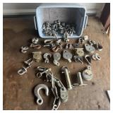 Assorted Pulley Blocks, Hooks, & Wire Rope Clips