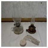 2- Vintage Oil Lamps & Flat Wick