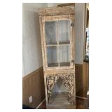 73' Distressed Wood Cabinet Glass Pane Door