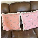 2- Pink Leopard Fringe Throw Pillowcases