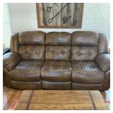 READ Plush Brown Saddle-Leather Double Reclining