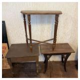 3- Vintage Solid Wood Side Tables