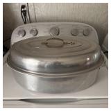 Vintage Aluminum Oval Roasting Pan with Domed