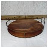 16' Hearth & Hand Round Wood and Metal Tray