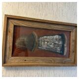 19x12 Framed Hand Painted Turkey Feather Signed