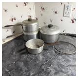 Vintage Aluminum Double Boiler Pot & Strainer