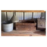 National MFG Co. Crate, Galvanized Bucket &