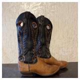 Vintage Tony Lama Western Brown Black Leather