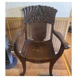 Vintage Solid Wood Ornate Arm Chair