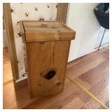 Rustic Solid Wood Wastebasket with Hearts