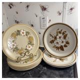 9- Vintage MCM Floral Pattern Diner Plates