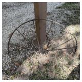 Rusted Half-Section Metal Farm Wheel