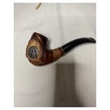 Wooden Smoking Pipe Carved Wolf Howls at