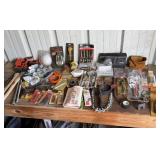 Table Lot- Saw Blades, Brackets, Drive Grease