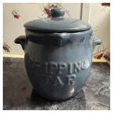 Vintage Blue-Grey Glazed Ceramic 'Dripping Jar'