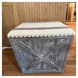 Rustic Farmhouse-Style Wooden Storage Ottoman
