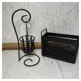Black Metal Candle Holder & Magazine Rack