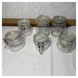 Vintage Glass Canister Jars with Clasping Lids