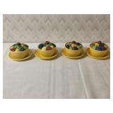 Vintage Japan Basket Weave Bowls with Fruit Top