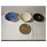 3 Stoneware Bowls and Plate