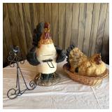 Rooster/Chicken Decor- Book Stand, Hen in Nest, &