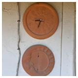 Terra-Cotta Sun Design Wall Clock & Moon Wall