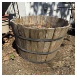 25x17 Rustic Wooden Half-Barrel Planter