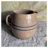 Stoneware Crock Pottery Pitcher Cream Body