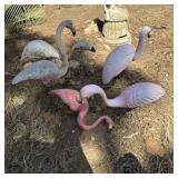 Weathered Plastic Flamingo Yard Ornaments