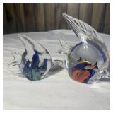 (2) Murano Style Art Glass Tropical Fish