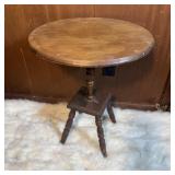 Vintage Wooden Pedestal Accent Table