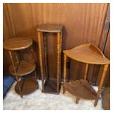 (3) Vintage Wood Plant Stands/Shelves Tier Round